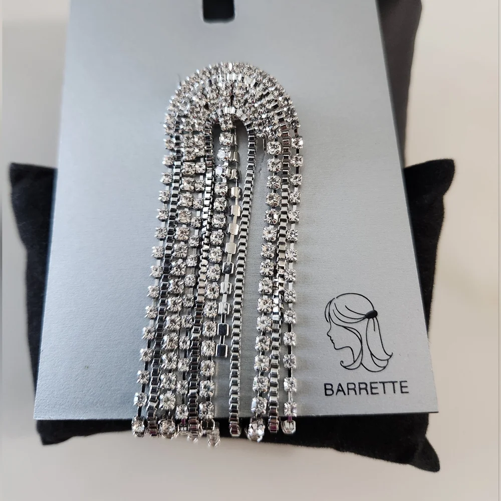 INC Silver-Tone Crystal Barrette clip in